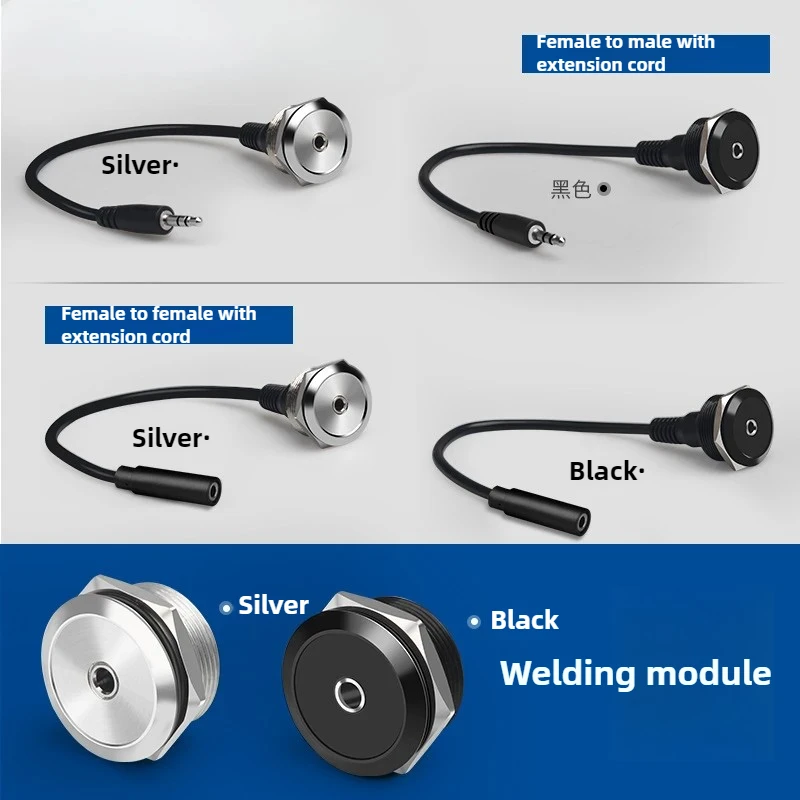 1PC Metal Round C 3.5 Headphone Welded Audio Module 3.5 Audio socket Dual audio headphone accessories are solderless