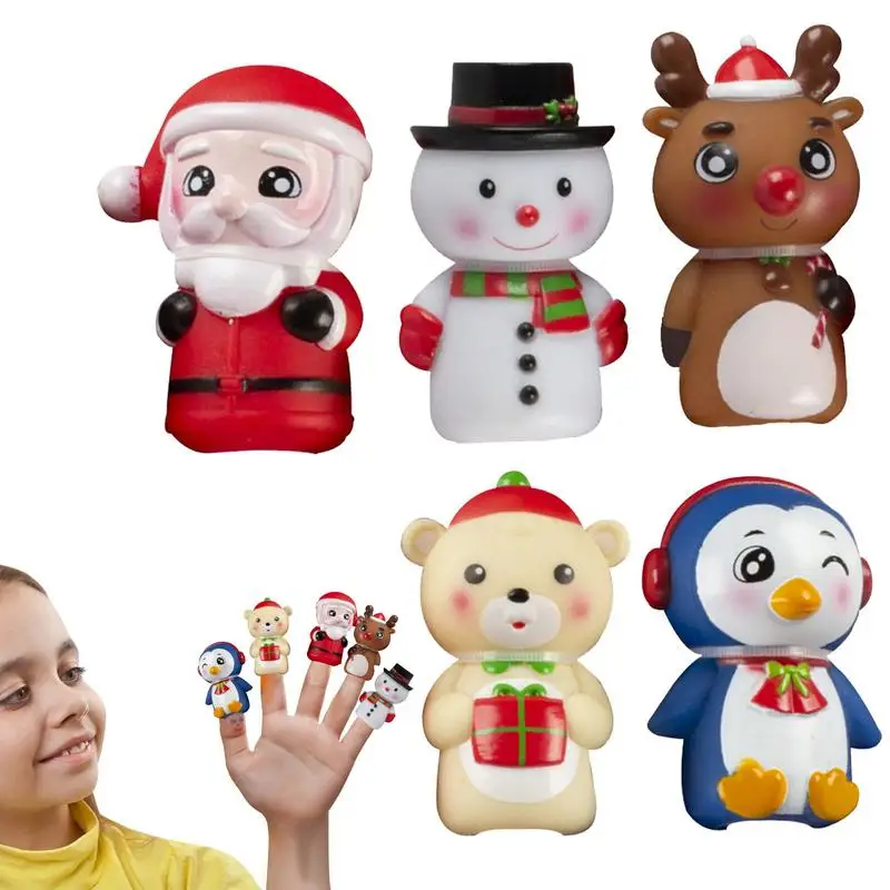 Świąteczne pacynki na palce 5szt Christmas Storytime Learning Doll Cartoon Finger Puppet Figures Santa Snowman Playtime Puppet