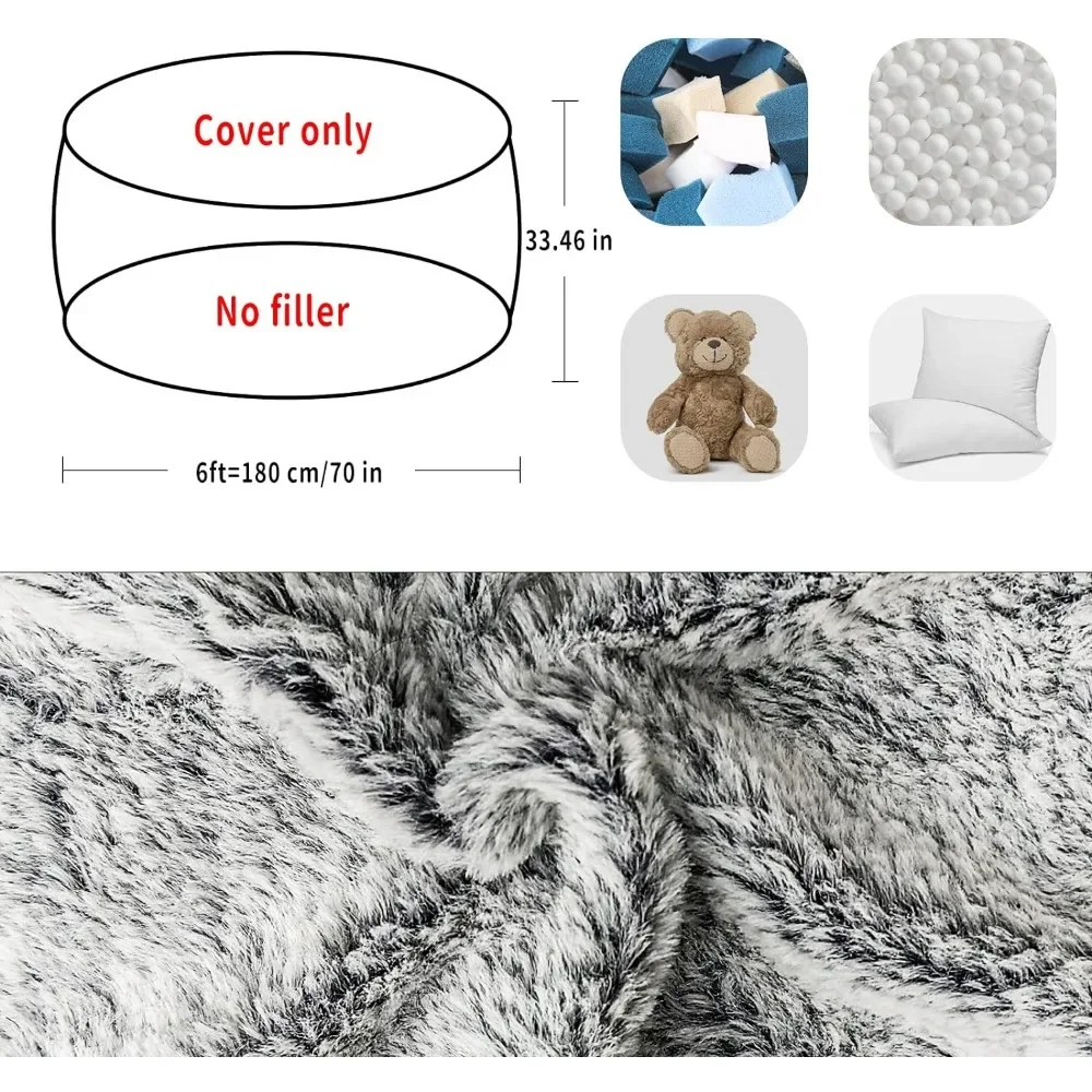 Bean Bag Chair Cover(Cover Only,No Filler),Big Round Soft Fluffy PV Velvet Washable Bean Bag Lazy Sofa Bed Cover for Adults