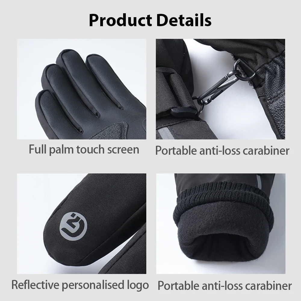 Männer Winter Wasserdichte Radfahren Handschuhe Outdoor Sport Laufen Motorrad Ski Touchscreen Fleece Handschuhe Nicht-slip Warme Volle Finger – Detail 13