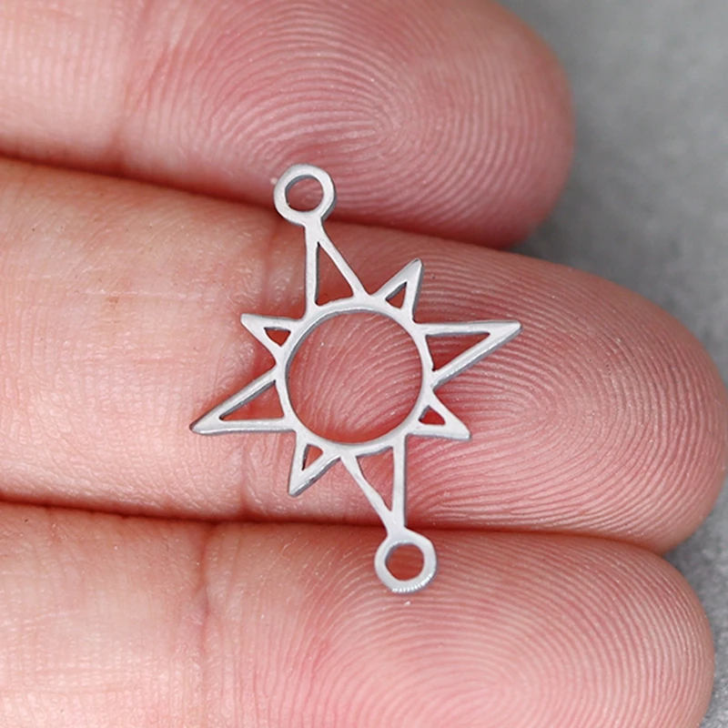 3PCS Stainless Steel Double Ring Star Pendant Charms for Jewelry Making DIY Craft Bracelets Necklace Handmade Metal Accessories
