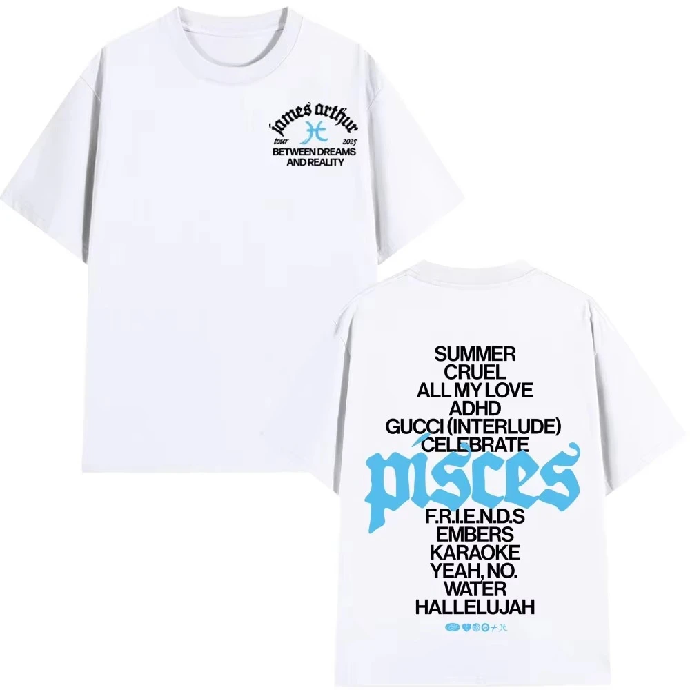 James Arthur The Pisces World Tour  Printed T-Shirt Men Women Fashion Short-sleeved Casual Cotton Spring/summer Harajuku Top