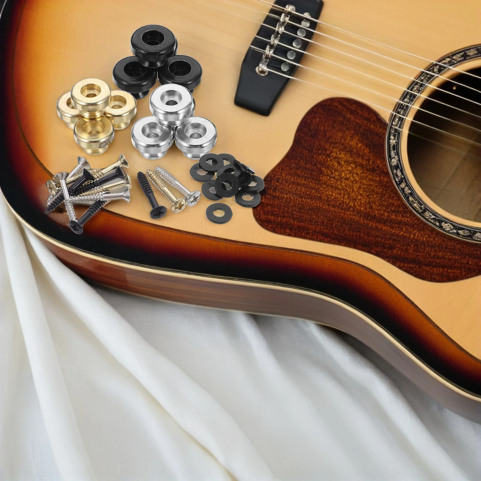 

12Pcs Guitar Strap Lock Buttons Mushroom Head Design Secure Anti- Release Locks for Acoustic Electric Bass Guitar