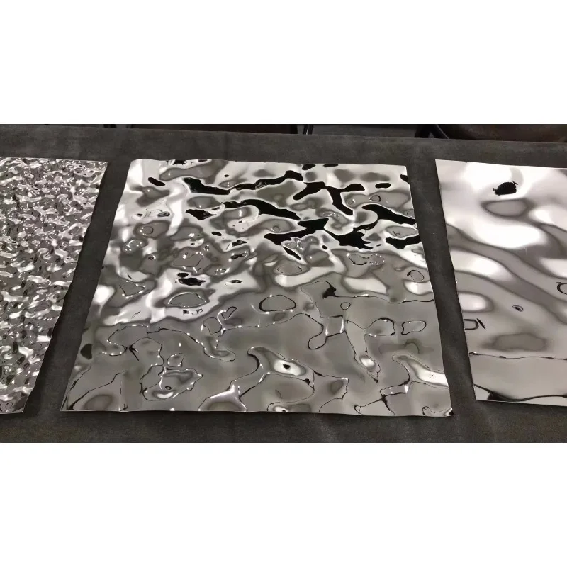 304 Stainless Steel Sheet Modern Design Rippled Water Wave Corrugated Decoration for Wall Ceiling Stamping Bright Finish