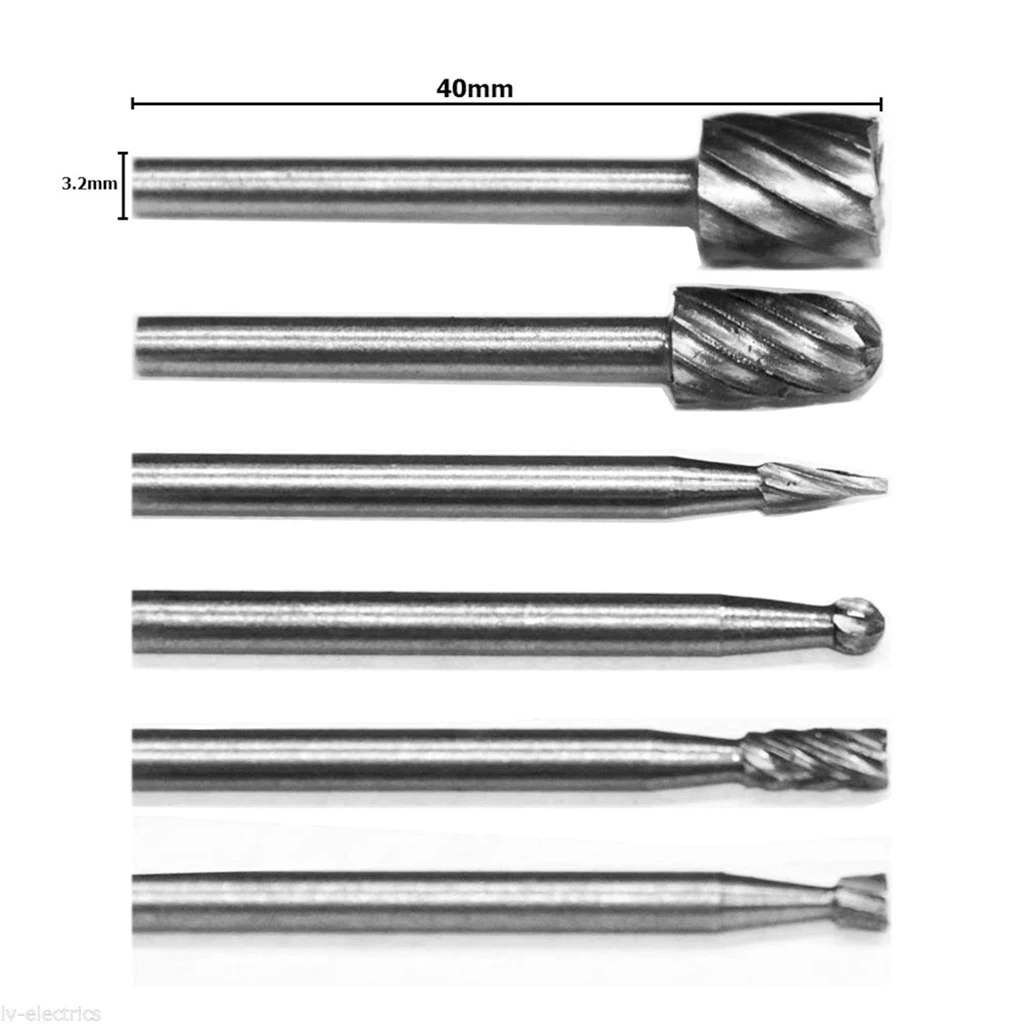 6pcs HSS Routing Router Bits Burr Rotary Tools Rotary Carving Carved Knife Cutter Tool Engraving Wood Working