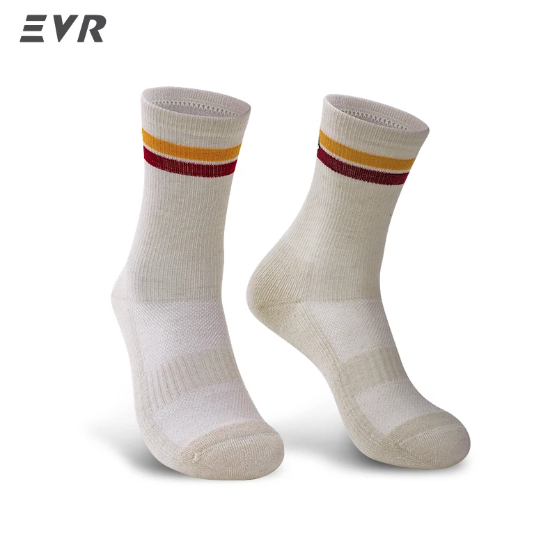 EVR Autumn Winter Merino Wool Cycling Socks Quick Dry Thermal Mid-Calf Bike Socks Men Women for Running Hiking Outdoor Sports