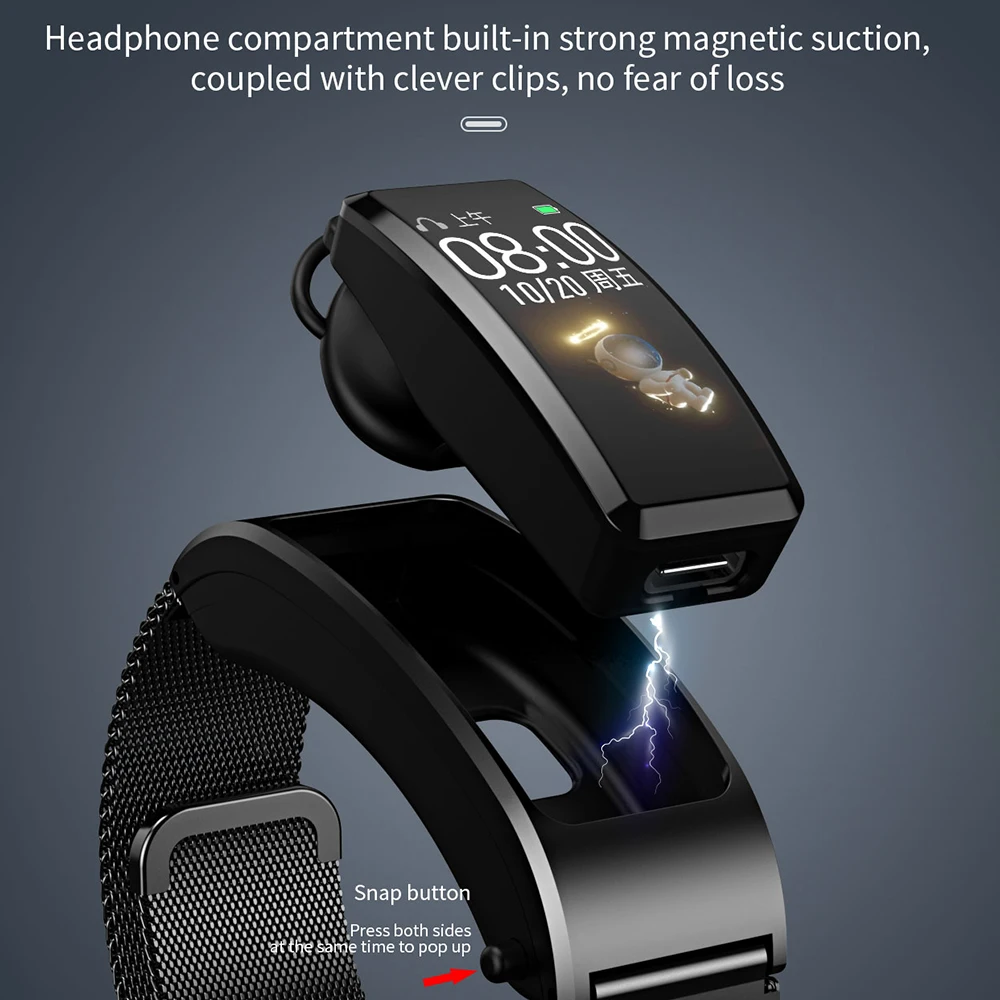 Business Smartwatch Fashion Men And Women Bluetooth Calling Heart Rate Headphones Bracelet Health Monitoring Wacth For Huawei B7