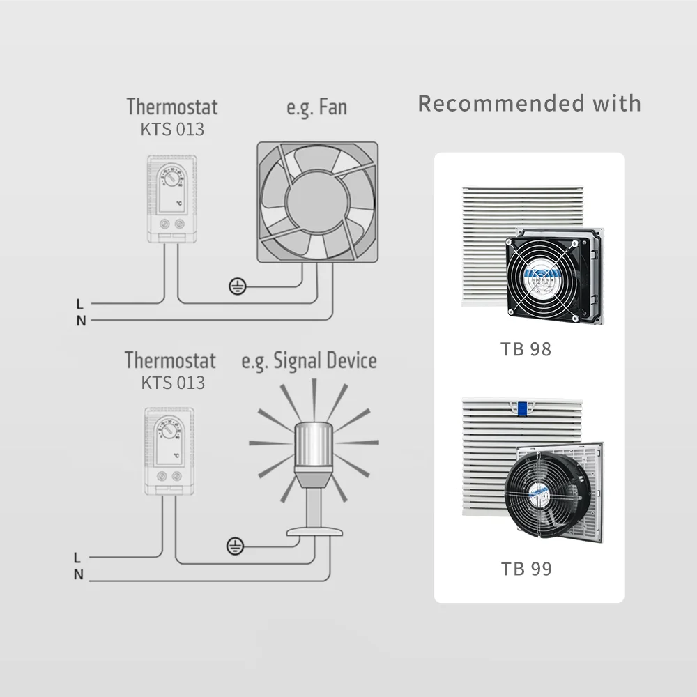 KTS011/013 CE Mechanical Bimetal Thermostat Switch Cabinet Temperature Controller For Cooling