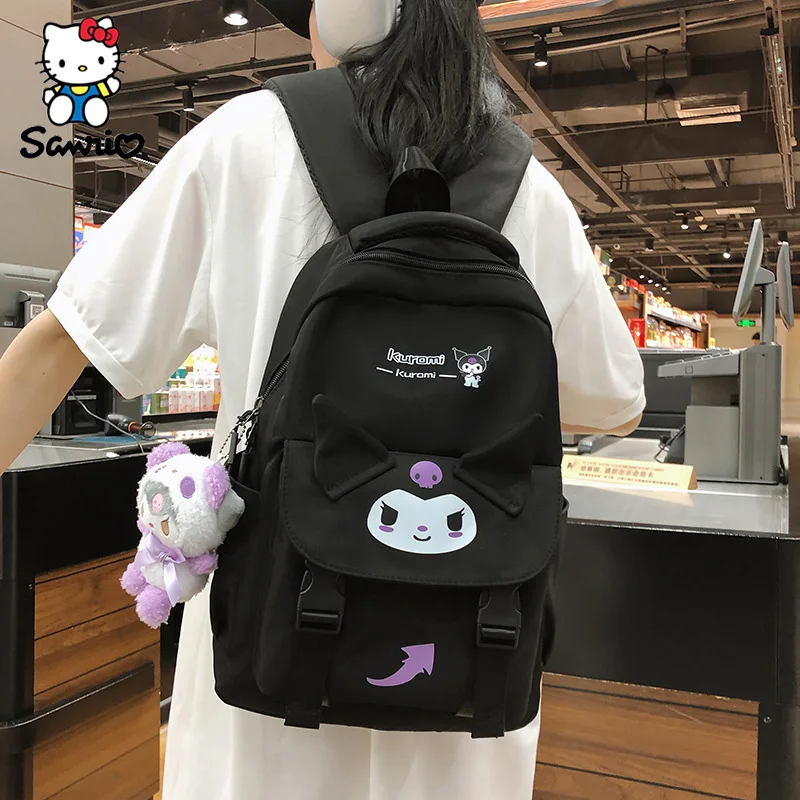 حقيبة ظهر جديدة من Sanrio بتصميم رسوم كرتونية من Kuromi حقيبة ظهر للطلاب من My ميلودي حقيبة مدرسية عالية السعة مناسبة لهدايا أعياد الميلاد من Sanrio