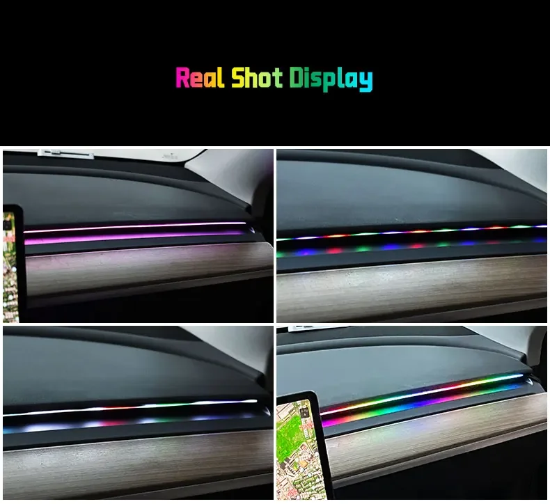 Auto-LED-Ambientelicht USB 64 Farben Acrylstreifen 110cm Vollfarben RGB Auto-Innenbeleuchtung Versteckte App-Fernbedienung Atmosphärenlampe – Detail 10