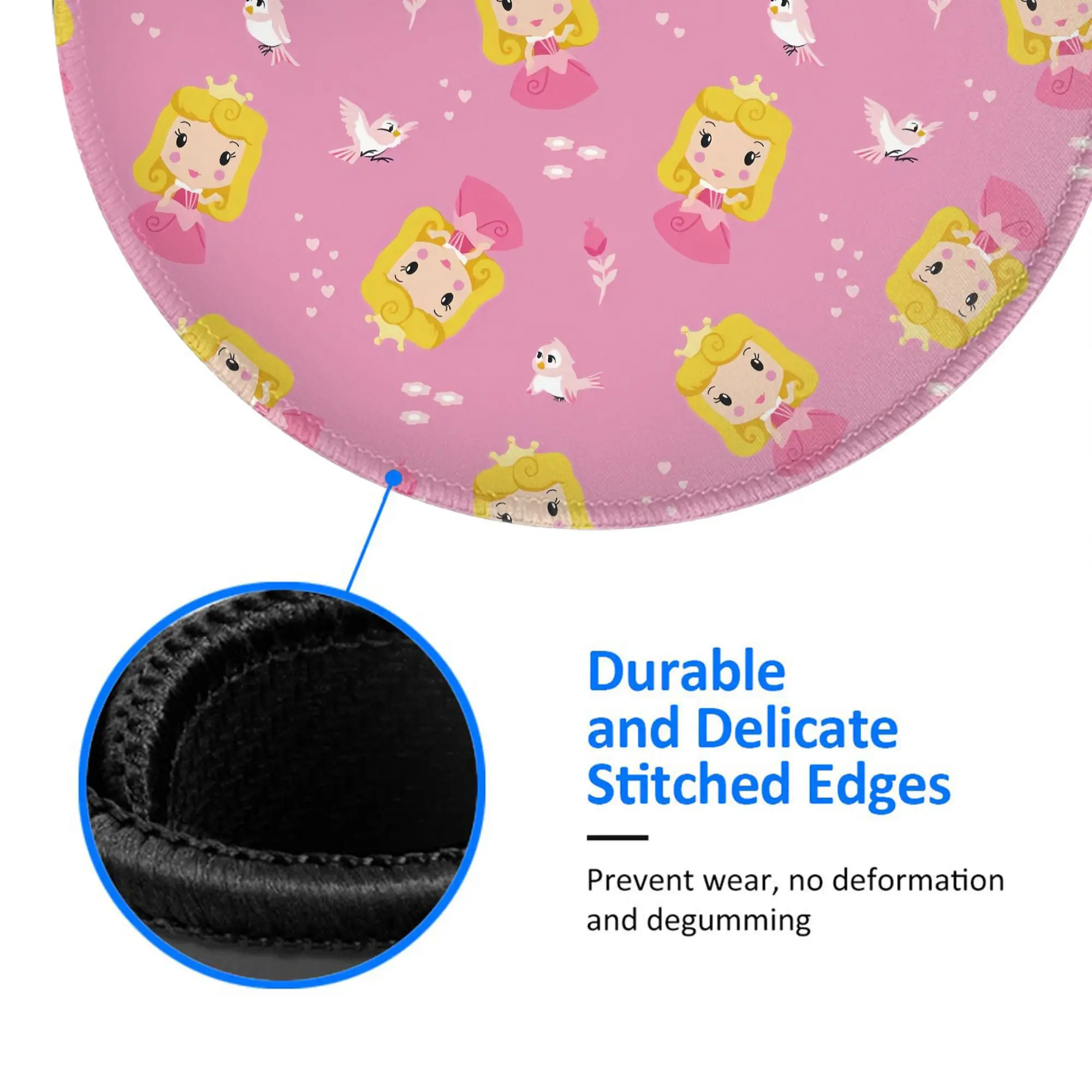 Alice  8in Round Mouse Pad Desk Pad Laptop Mouse Mat for Office PC Computer Keyboard Non-Slip Rubber Desk Mat