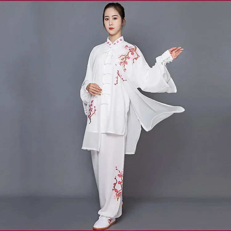 Tai Chi เสื้อผ้า Taiji Kung Fu เครื่องแบบ Unisex เย็บปักถักร้อย Elegant ศิลปะการต่อสู้สวมใส่ประสิทธิภาพการแข่งขันชุดสามชิ้น