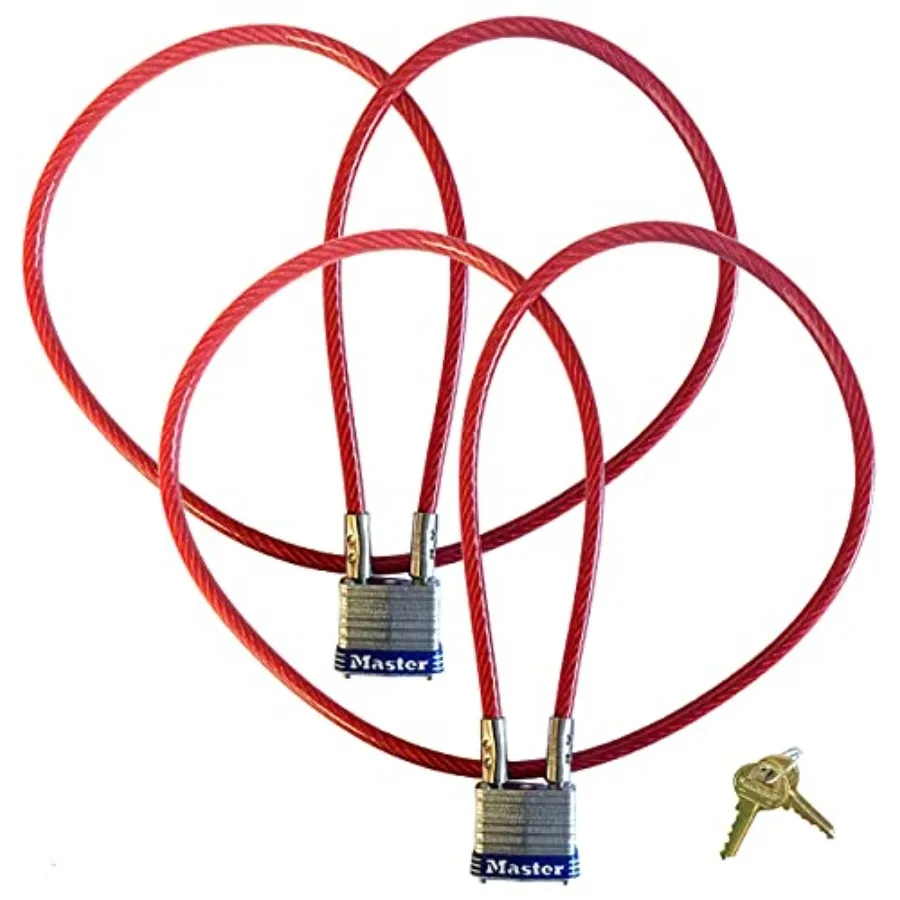 

Multi-Purpose 3 ft. Cable Locks for Motorcycle Helmet and Jacket Storage - Durable Security Solution with Two Keyed-Alike Keys