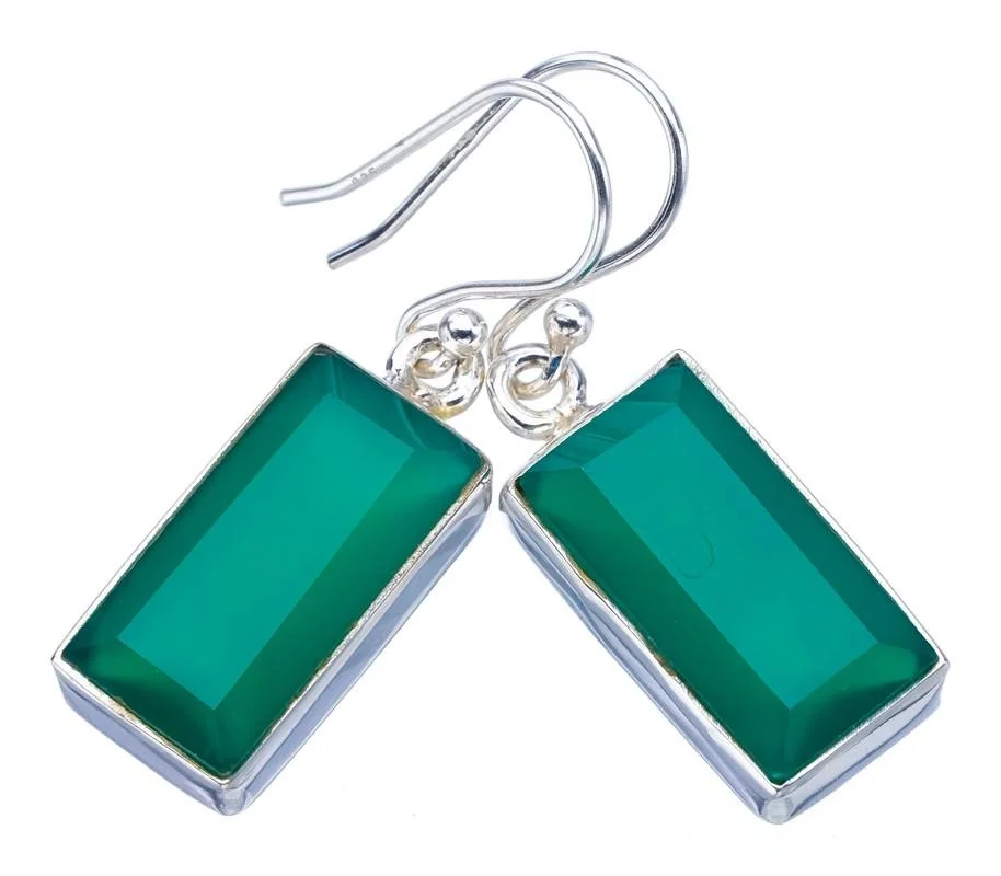 

Серьги из серебра 1,25 дюйма F6035 с украшениями в виде звезд хризопразы ручной работы