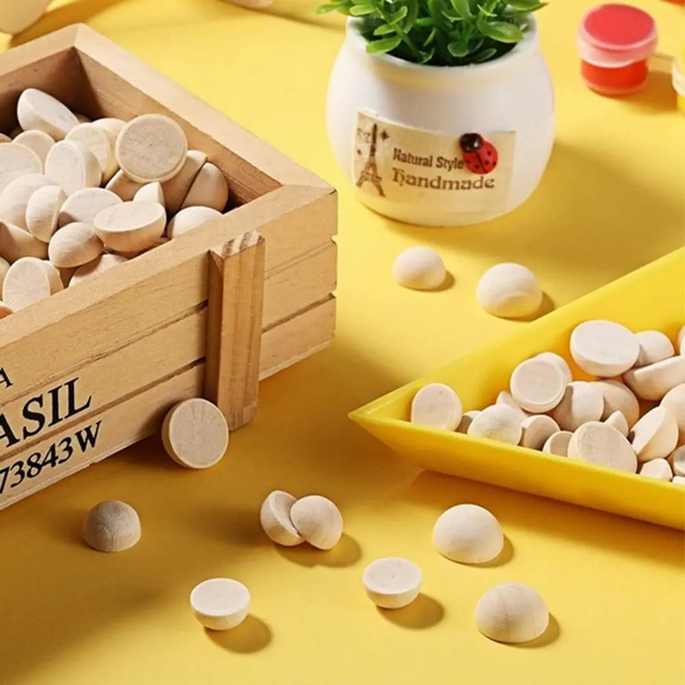 Wood Natural Split DIY Eco-Friendly Semi-Spherical Handmade Balls Bead Loose Beads Graffiti Accessories Craft Balls