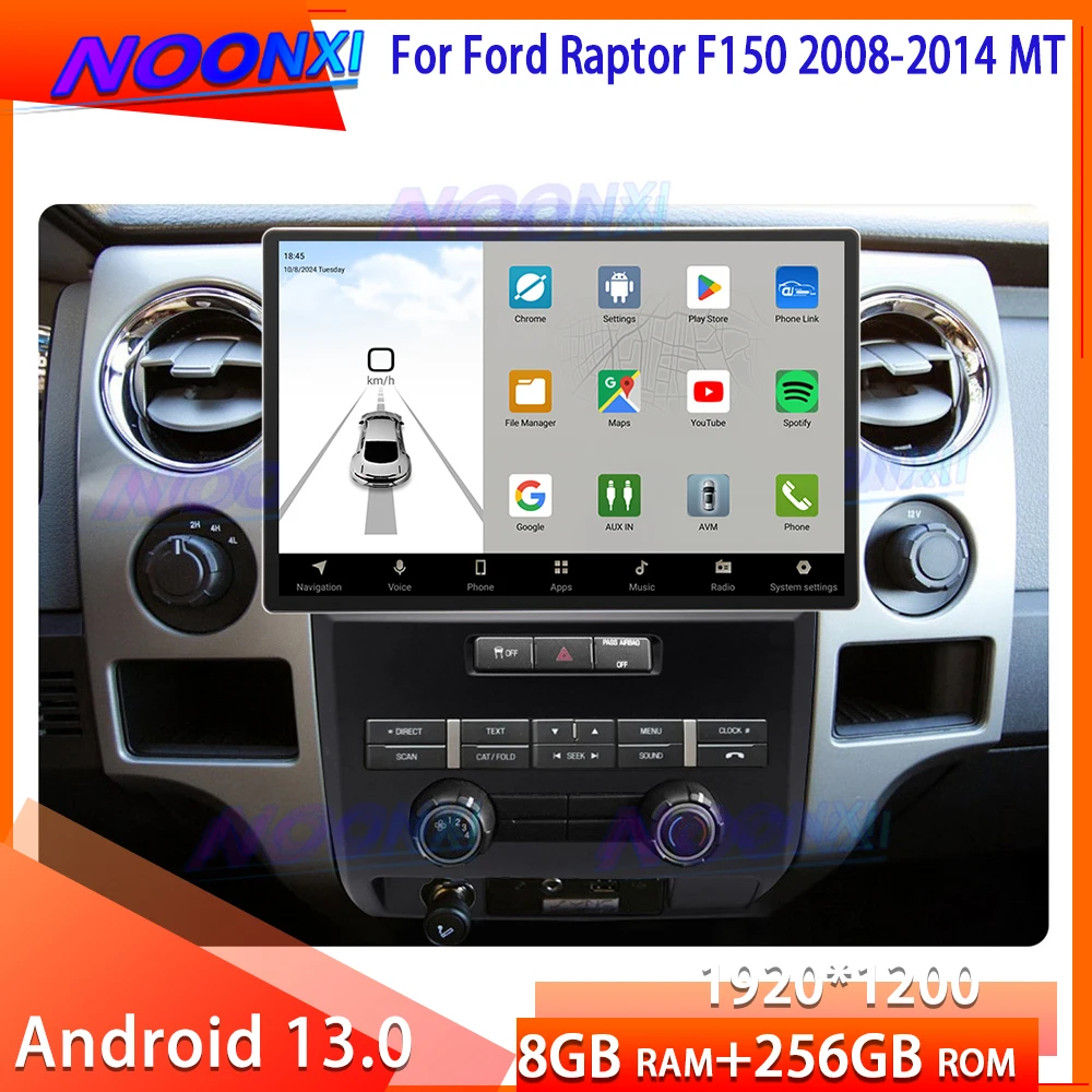 For Ford F150 Raptor 2008-2014 MT Tesla Style Car GPS Navigation Multimedia Player Radio Android 13 Auto Carplay Head Unit WIFI