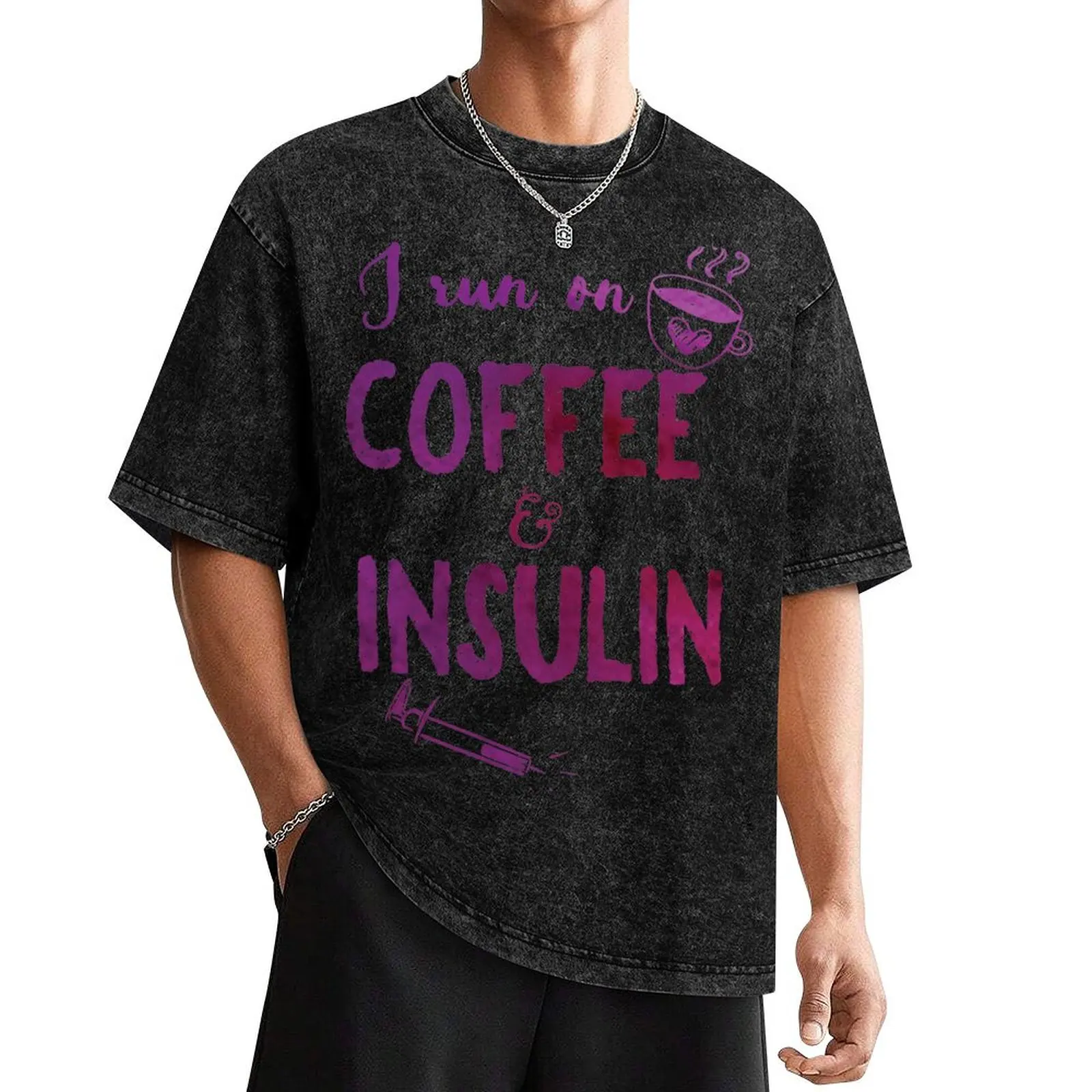 

Coffee and Insulin - purple diabetes diabetics awareness t1d type 1 pump T-Shirt anime clothes cute clothes clothes for men