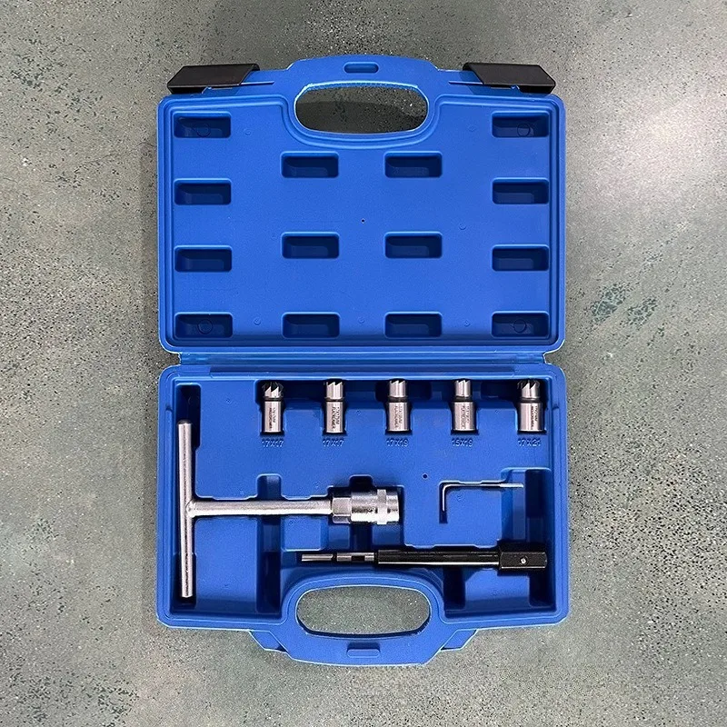 Fuel Injector Seat Cleaning Reamer Set, Engine Injector Seat Carbon Deposition Removal Repair Auto Repair Tool