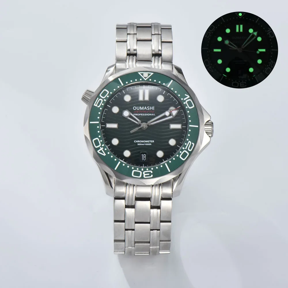 Orologio automatico NH35 da uomo di lusso da 42 mm con cassa in cristallo di zaffiro e movimento automatico NH35 autentico giapponese può personalizzare il logo