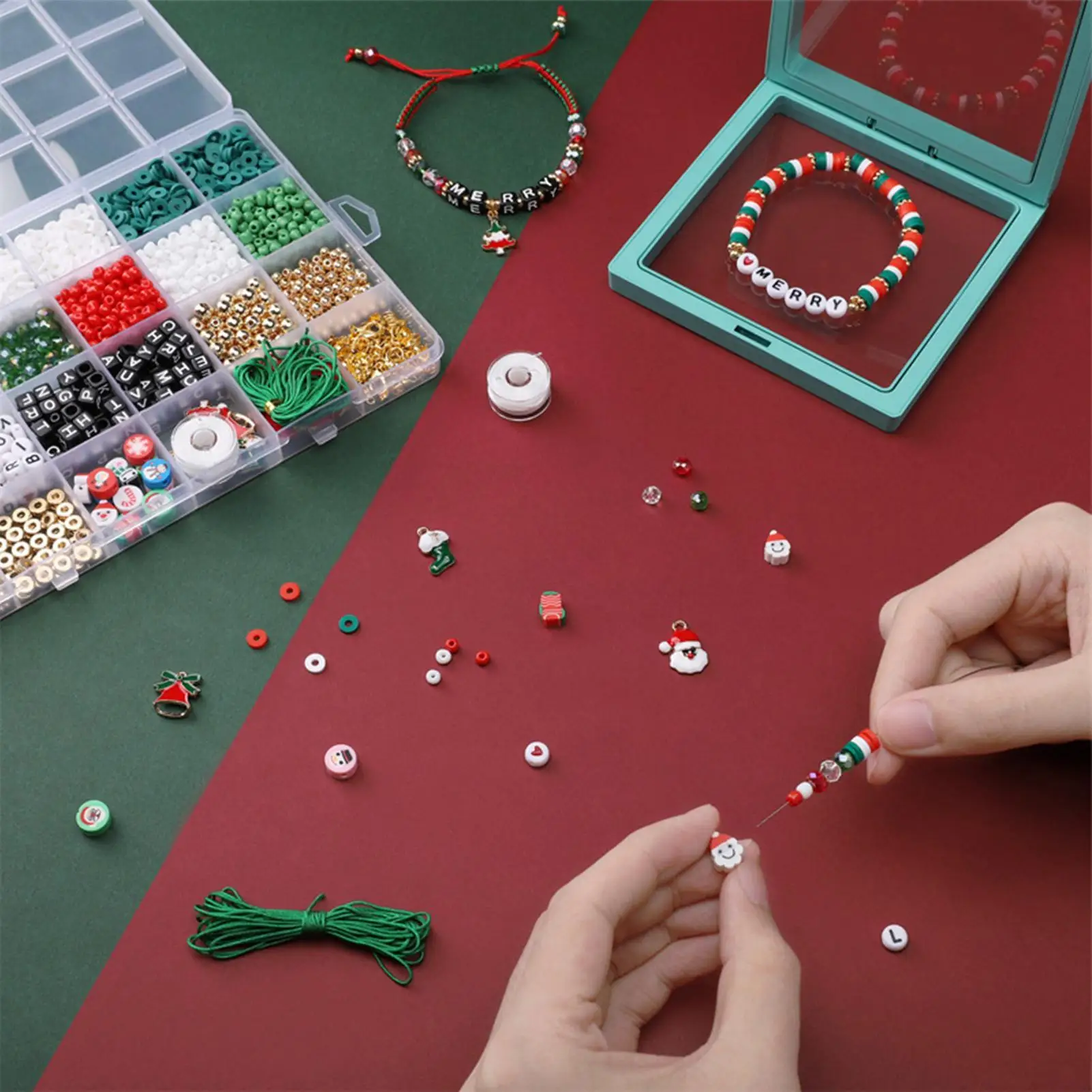 Kerstkralen voor armbanden Leuke Kerstman Handgemaakte Home Decor Kerstknutselsets voor verjaardag Halloween Home Holiday Nieuw