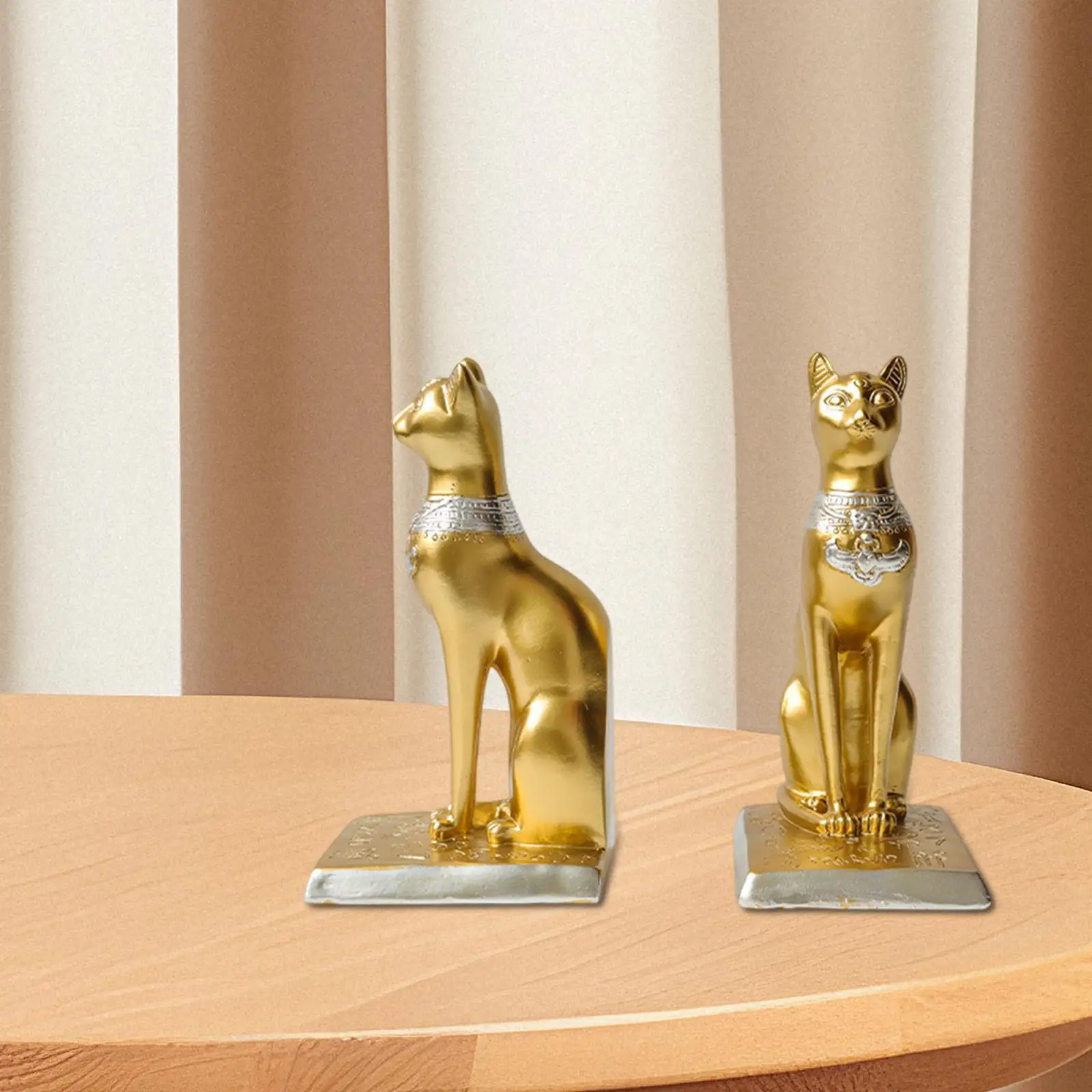 Decorative Cat Bookends Egyptian Cat Animal Decoration for Desk Shelves Home