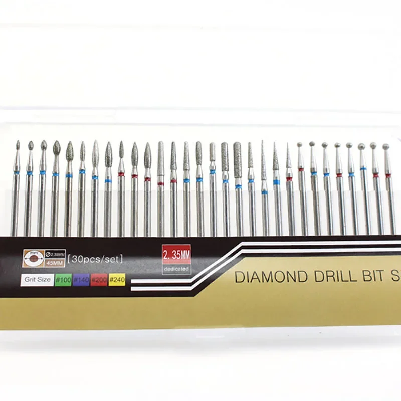 30 قطعة عدة الماس آلات تقطيع كربيد مسمار لقمة ثقب مجموعة للطلاء الكهربائية آلة أظافر إزالة البشرة التنغستن