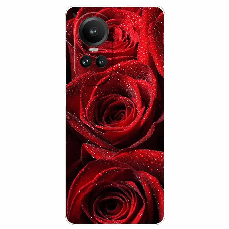 Cover For OPPO Reno 10 5G Case Protective TPU Soft Silicone Funda for Oppo Reno10 Pro 5G Global Phone Cases Flower Printing 6.7