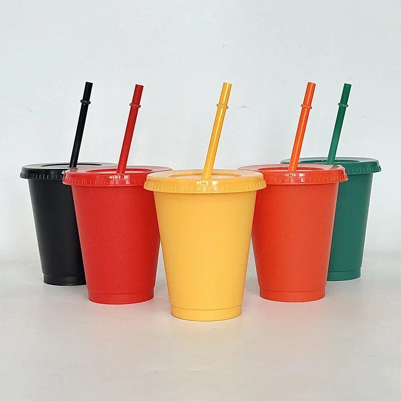 1 PCS Reusable Straw Drinking Cup Personalized Flash Powder Water Bottle Durable Plastic Tumblers With Straws,Lid
