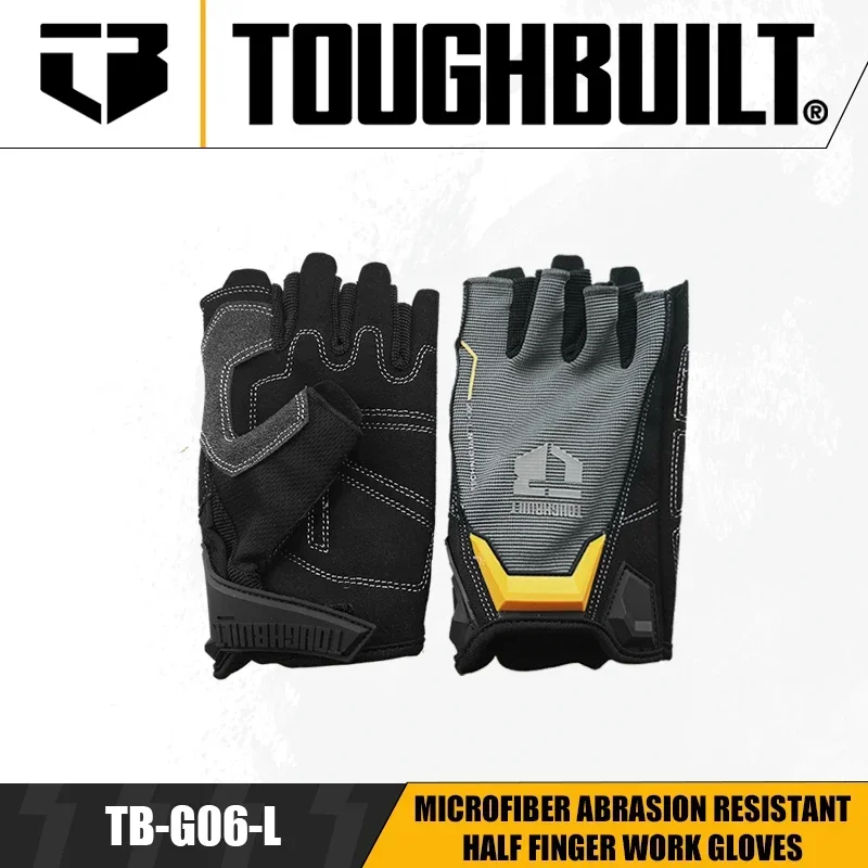 Toughbuilt Tb-g06-l Luvas de Trabalho de Meio Dedo Resistentes à Abrasão de Microfibra Proteção para as Mãos Acessórios para Ferramentas Elétricas