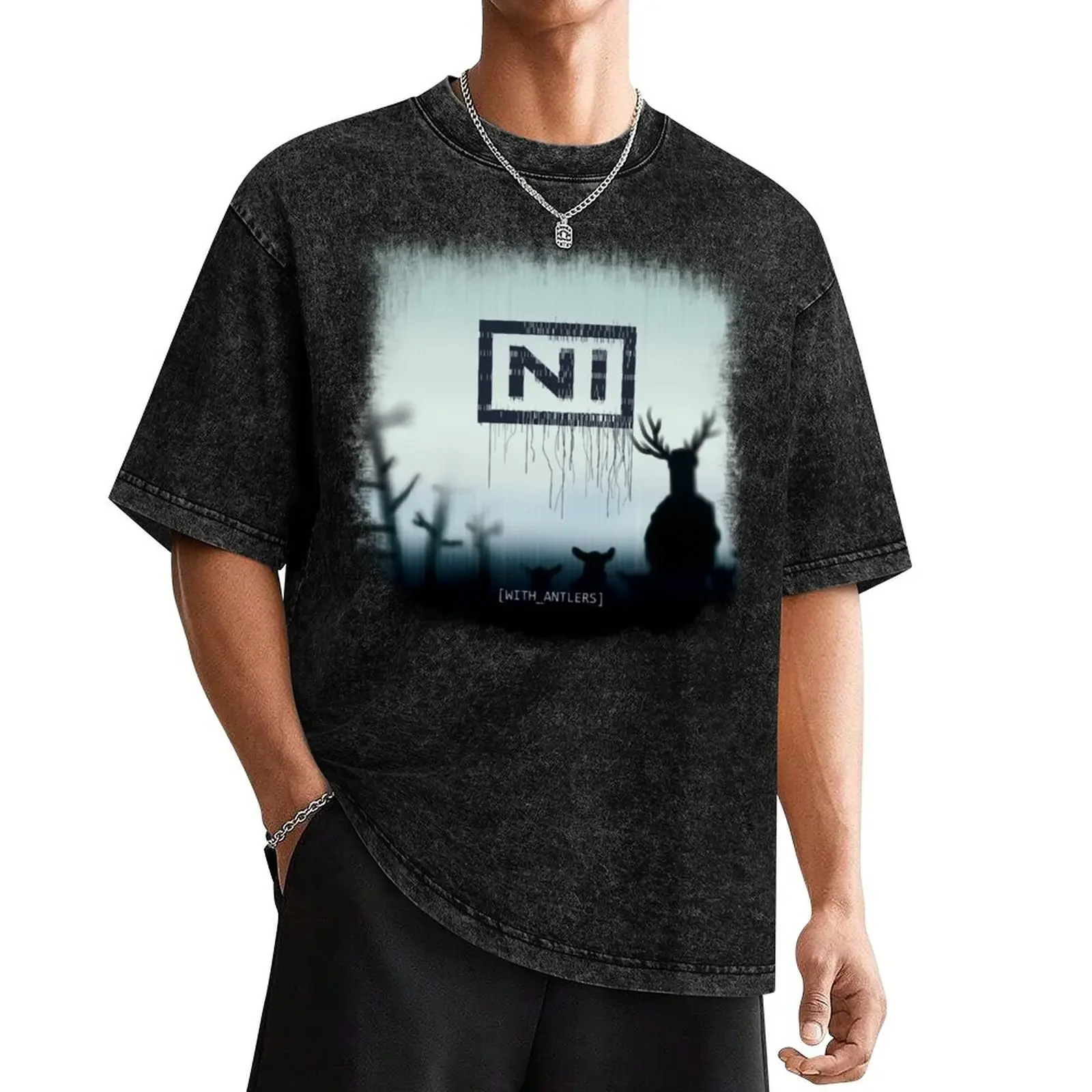 NI Knights with antlers album cover parody music lovers humor T-Shirt blacks graphics anime tshirt cute tops cotton t shirt men