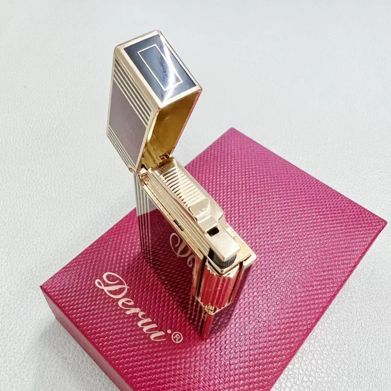 Derui-Side Slip Compact Butane Inflatable Lighter, Metal, High-End Quality, Lightweight for Men, Luxury Gift, Brand New