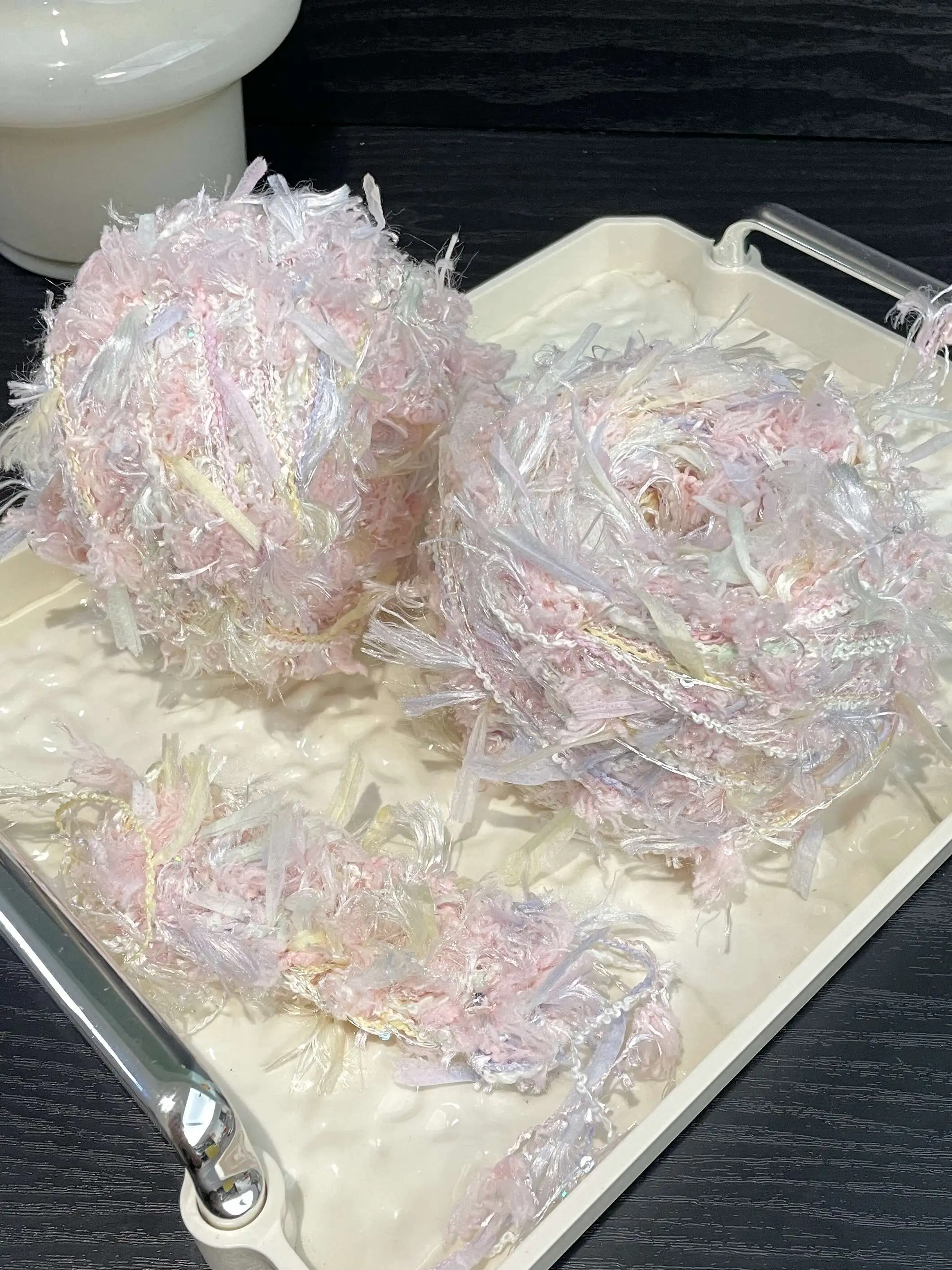 

Pink Bead Hand Mixed Yarn DIY Crochet Knitting Wool Ball Sti Needle Material Hat Bag Wrap Scarf ing Crts Kit