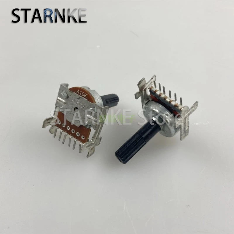 2PCS R16 Type Horizontal Dual Potentiometer A10K Single Row 6-Pin Flower Shaft Length 21mm