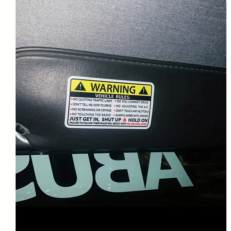 Car Warning Decals, Eye-Catching Yellow & Black Vehicle Rule Stickers, Suitable for Car Interior, Glass and Windows