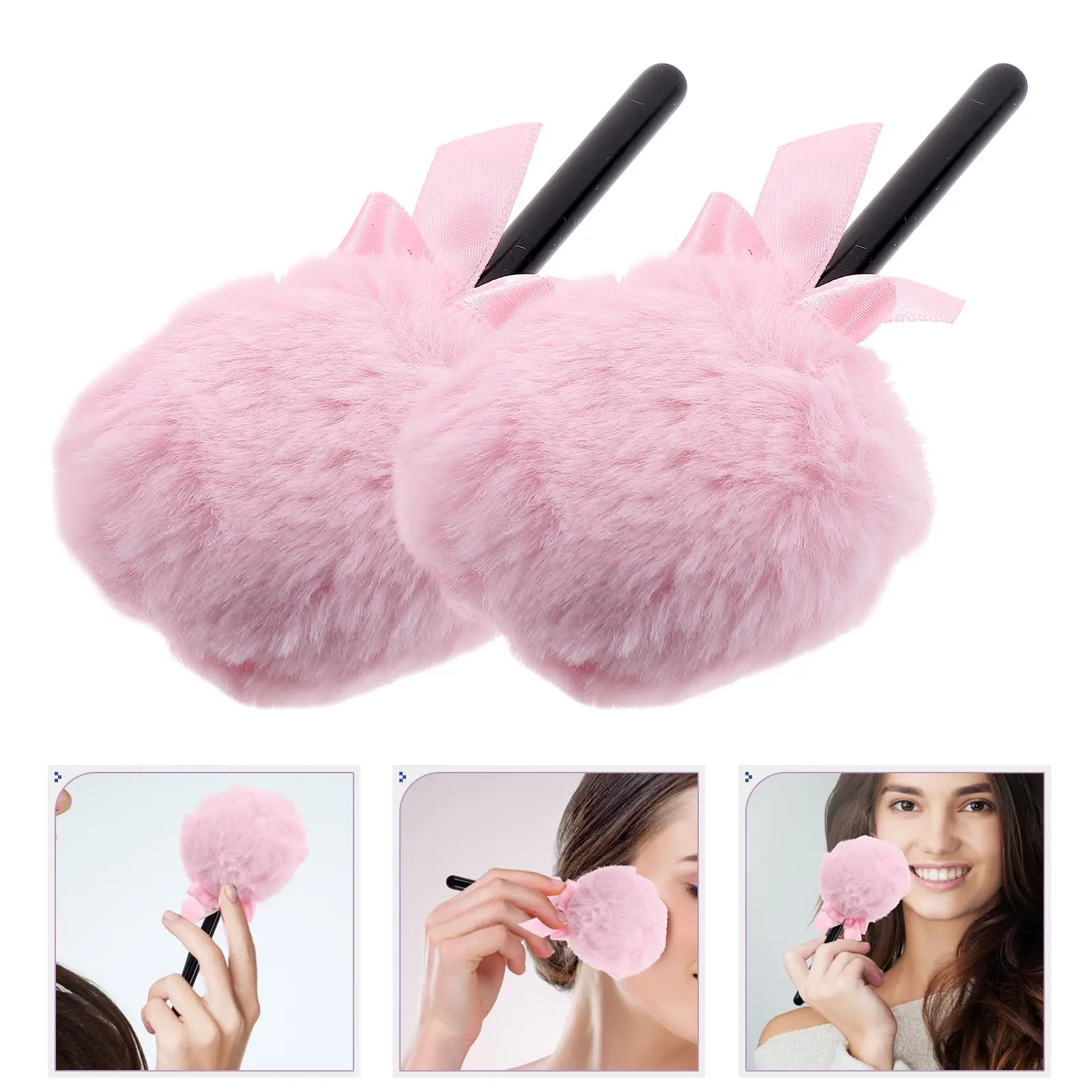 2Pcs Elastic Pcs Powder Puff Fluffy Puffs Soft And Container Makeup For Women Face Loose Tools Body Miss Dry Wet Dualuse Powder