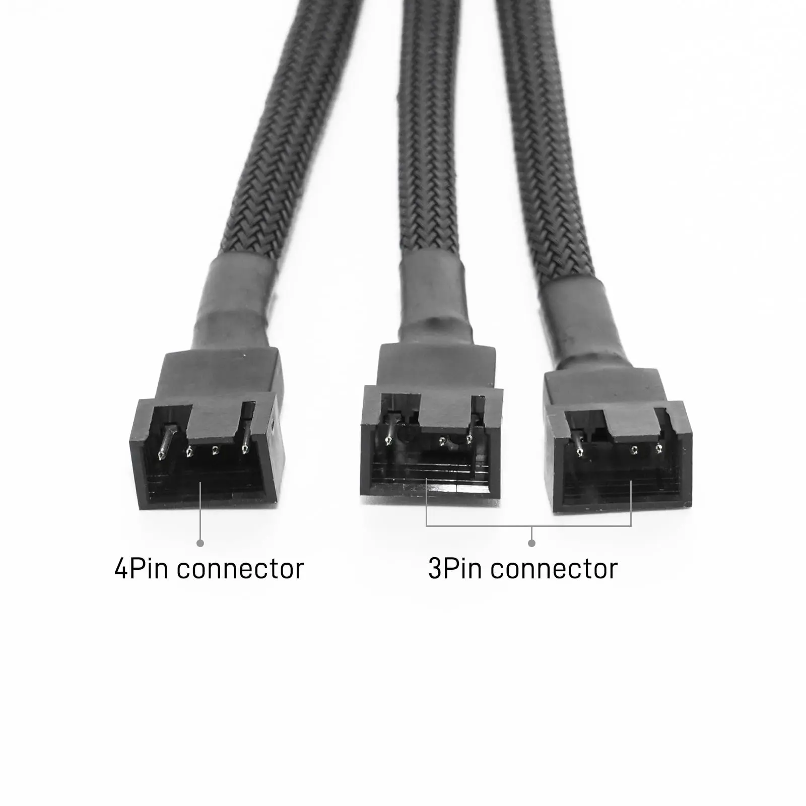 3/4 Pin PWM Fan Cable 1 to 3 Ways Splitter Black Sleeved Extension Cable PMW Fan Connector Cord Lines Computer Wires