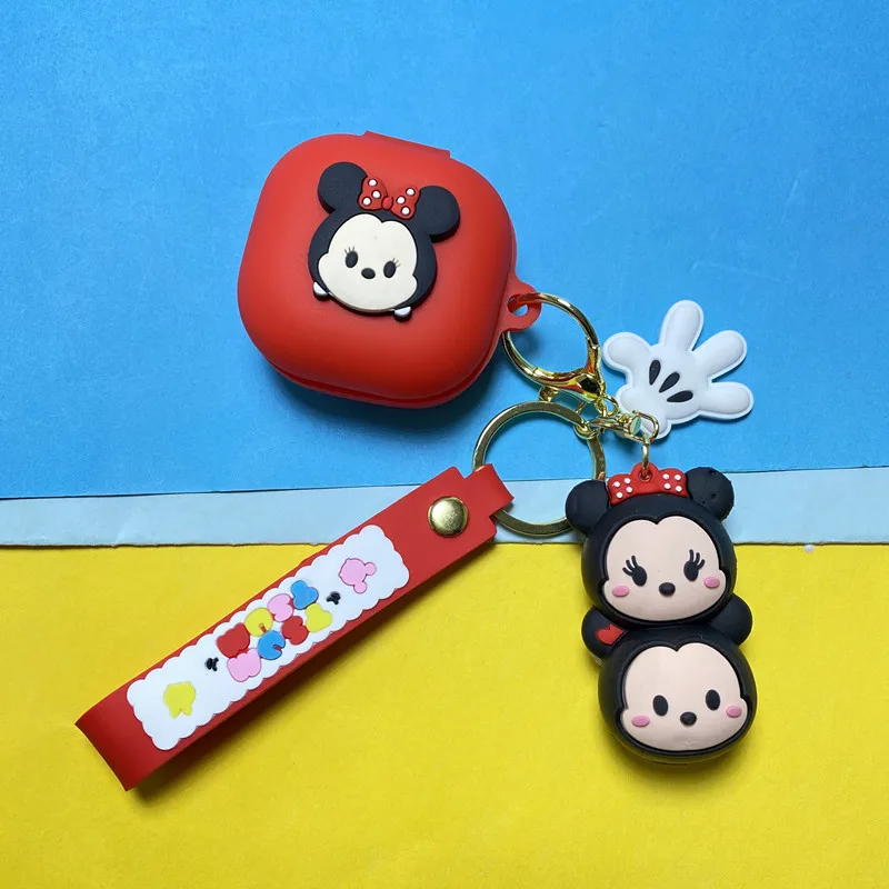 만화 디즈니 이어폰 케이스 커버, 실리콘 무선 이어버드 보호 쉘, 키체인 포함, 삼성 갤럭시 Buds2 프로 라이브 2