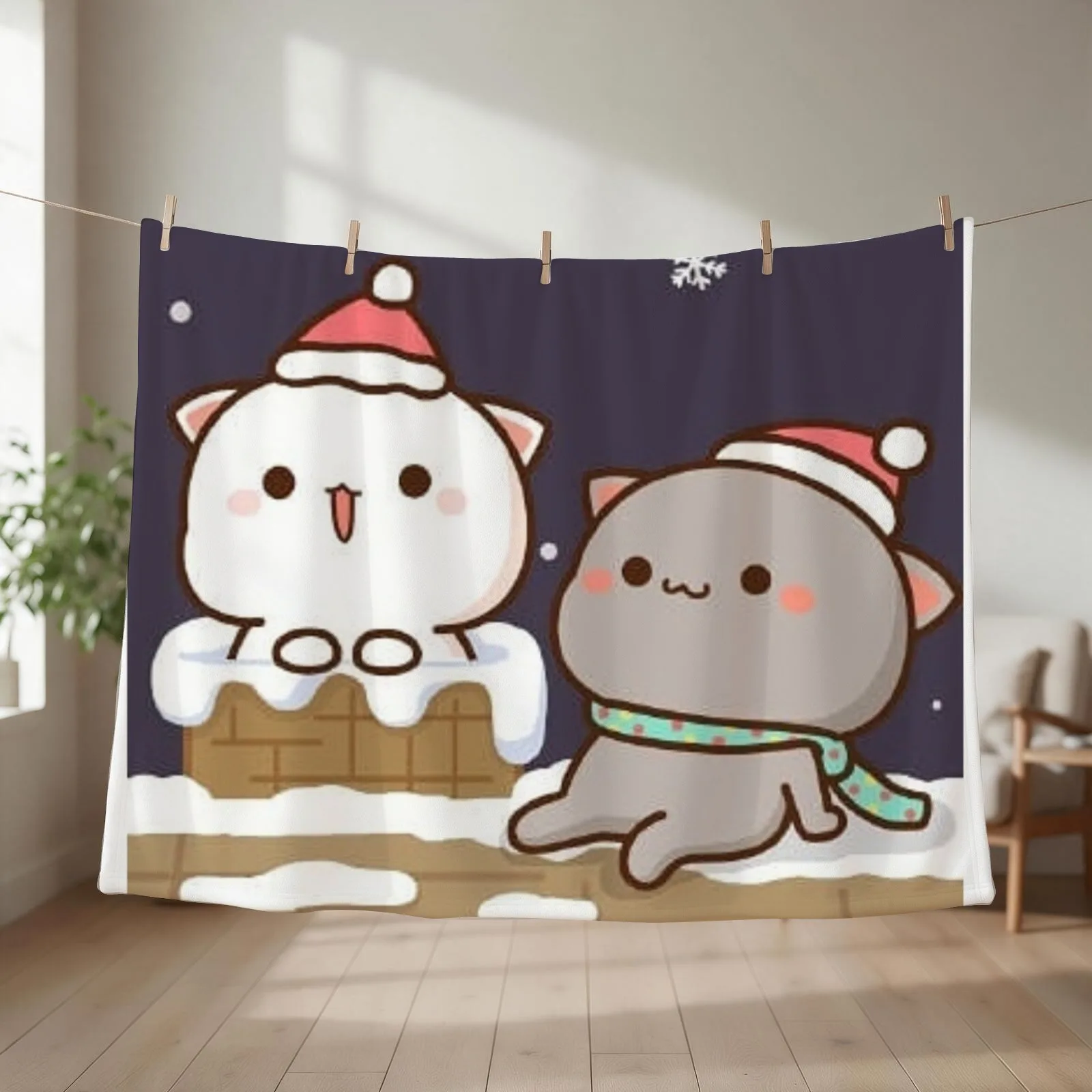 Winter chilling with peach and Goma Throw Blanket couch cozy soft plush fuzzy picnic outdoor blanket