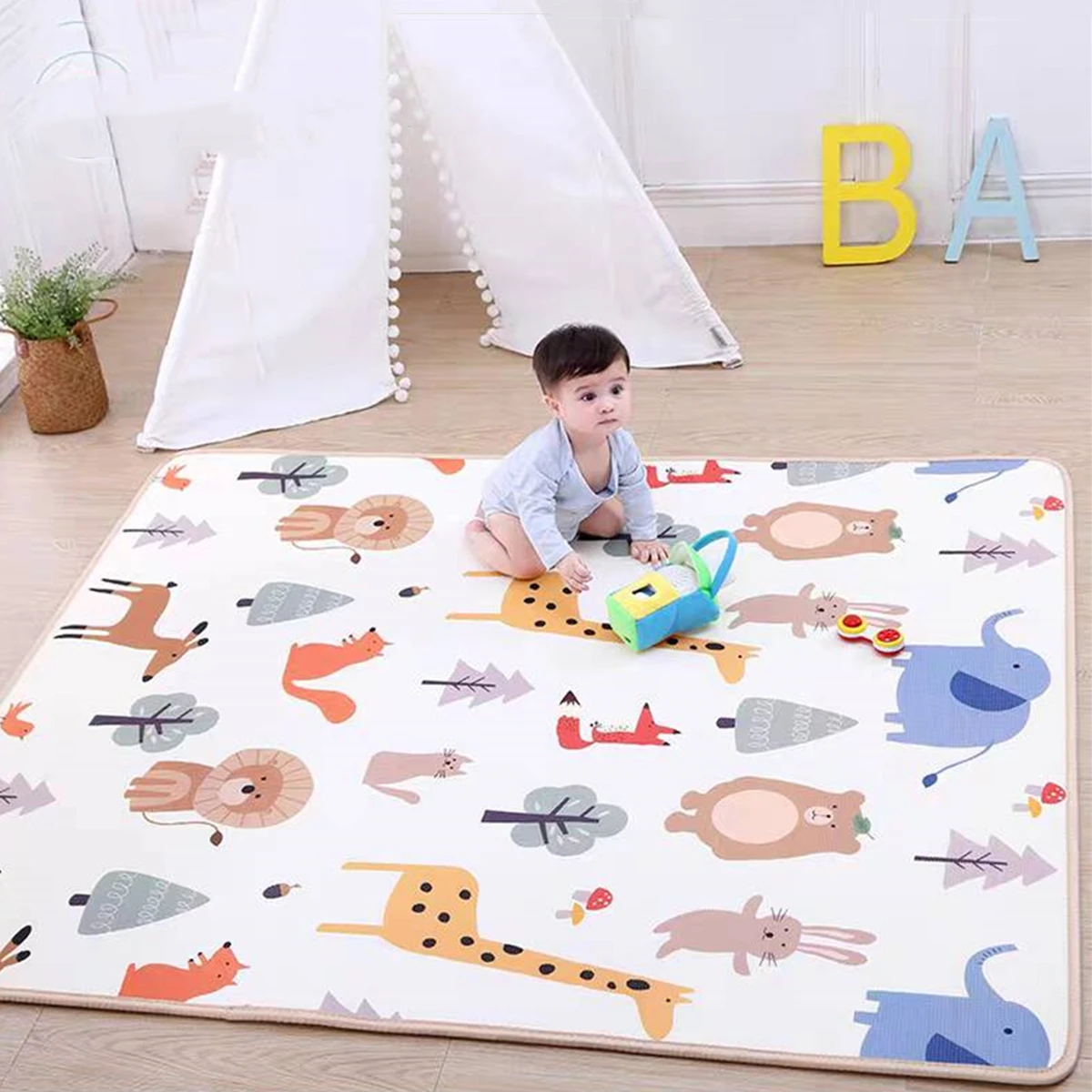 2024 New Large Size Thicken Baby Crawling Play Mats Folding Mat Carpet Play Mat for Children's Safety Rug Toys Gift Have Creases