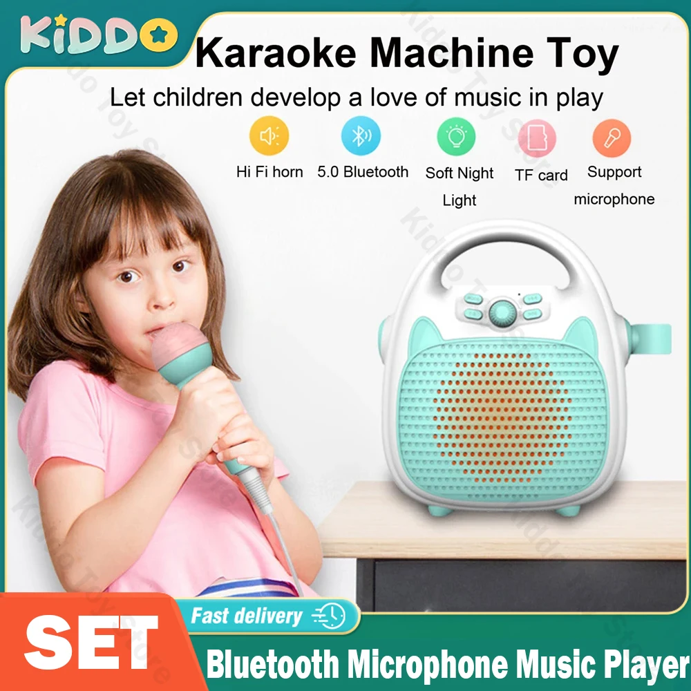 

Bluetooth Microphone Music Player Children's Karaoke Singing Machine Toy Speaker for Children's Party LED Lights Support TF Card