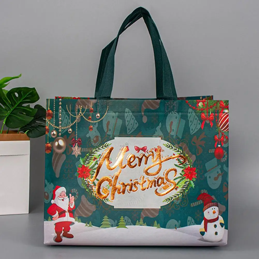 2026 هدية الكريسماس حقيبة سانتا كلوز ثلج تصميم سعة كبيرة مقبض مزدوج غير المنسوجة النسيج كيس تغليف الهدايا الحلوى