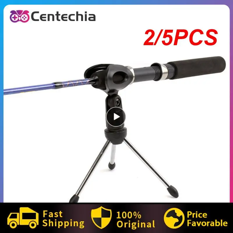 ขาตั้งไมโครโฟน2/5ชิ้นขาตั้งกล้องแบบสามขาสำหรับตั้งโต๊ะโต๊ะแบบพกพาขนาดเล็กปรับได้ขาตั้งไมค์คลิปที่ยึดน้ำหนักเบา