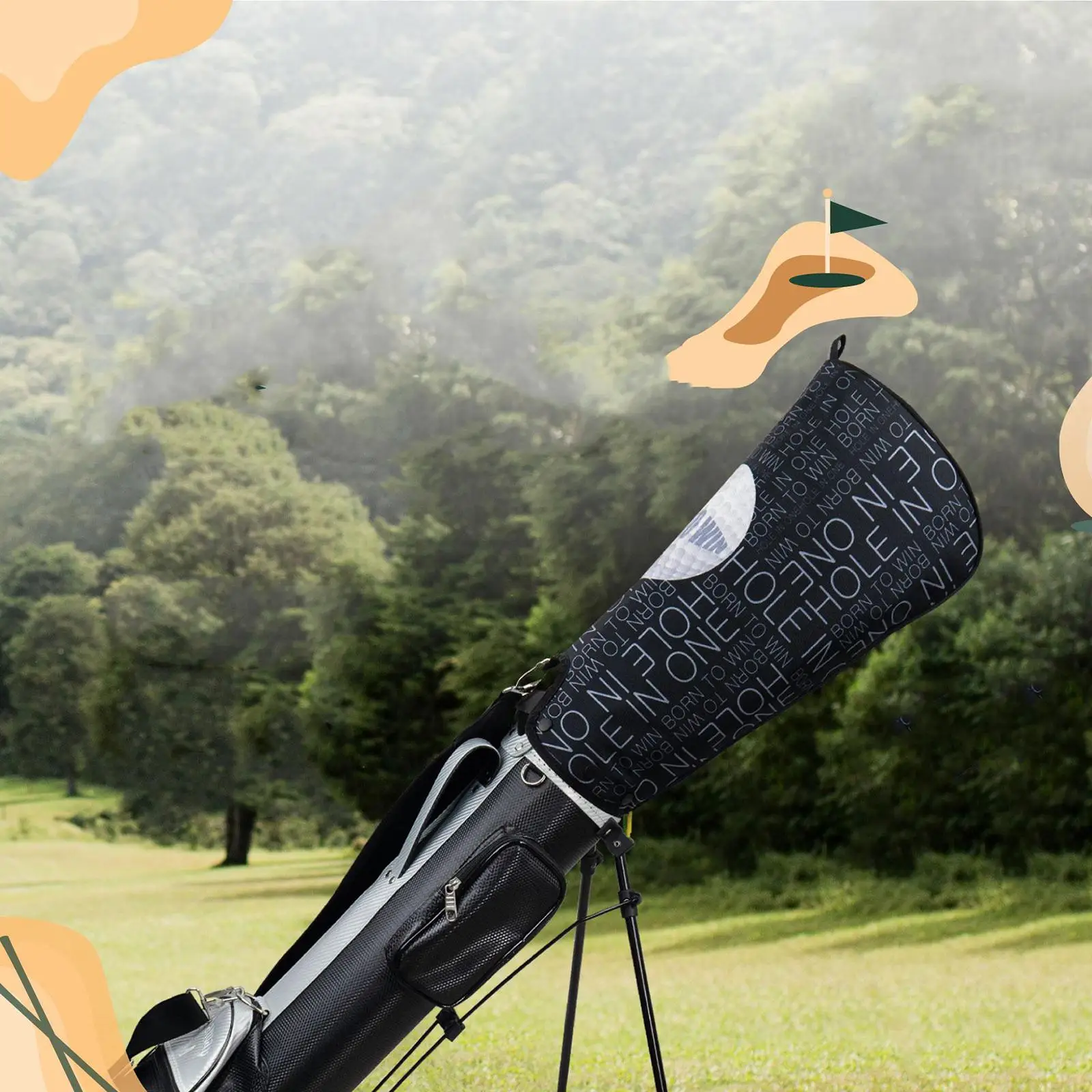 Golf Stand Bag Rain Cover Waterproof Dustproof Hood Protector Sleeve for Outdoor Golf Supplies and Gear