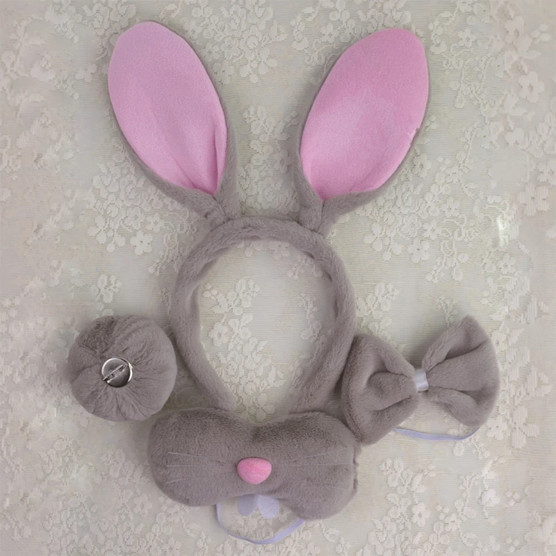 Easter Bunny Ears Headband for Children, Cute Cartoon Rabbit Ears Headband, Cosplay Party, Halloween Costume Acessórios, Presentes, 1 Conjunto