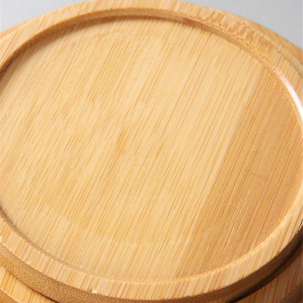 Oval Shape Bamboo Wood Saucer Plant Tray Mini Plant Flower Pot Stand Favor Succulent Pot Tray Simple Elegant Design Home Balcony