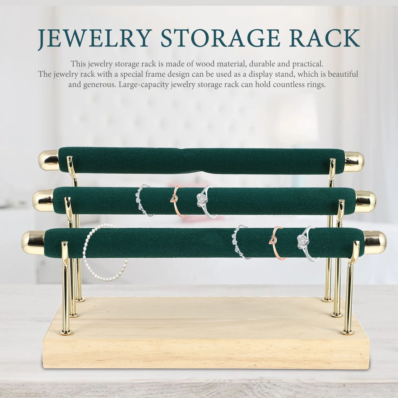 Three-Tier Wooden Jewelry Ring Rack Display Stand Multi-Layer Design for Rings Bracelets Organizer Ring Holder