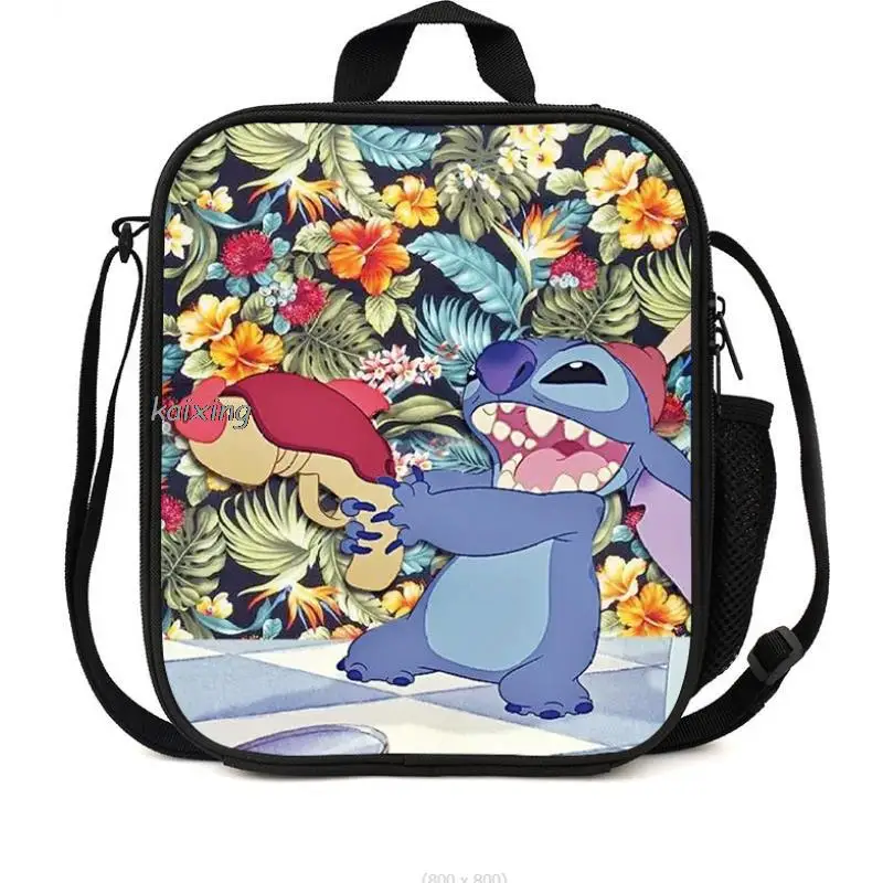 Hot Lilo And Stitch Women Insulated Lunch Bag Tote Thermos Cooler Food Pranzo Box for Kids Boy Girls Best Gift