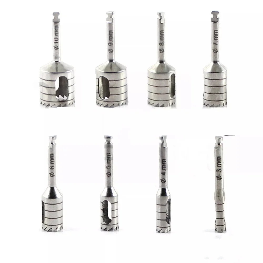 8 ชิ้นทันตกรรม Implant Bone Trephine พร้อม Bur ฆ่าเชื้อสําหรับ Handpiece เครื่องมือผ่าตัด Implant เจาะ