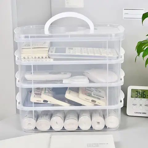 Stackable Moisture-Proof Building Blocks Storage Box Kitchen Transparent Visibility Grid Drawer Organization Classification Tool