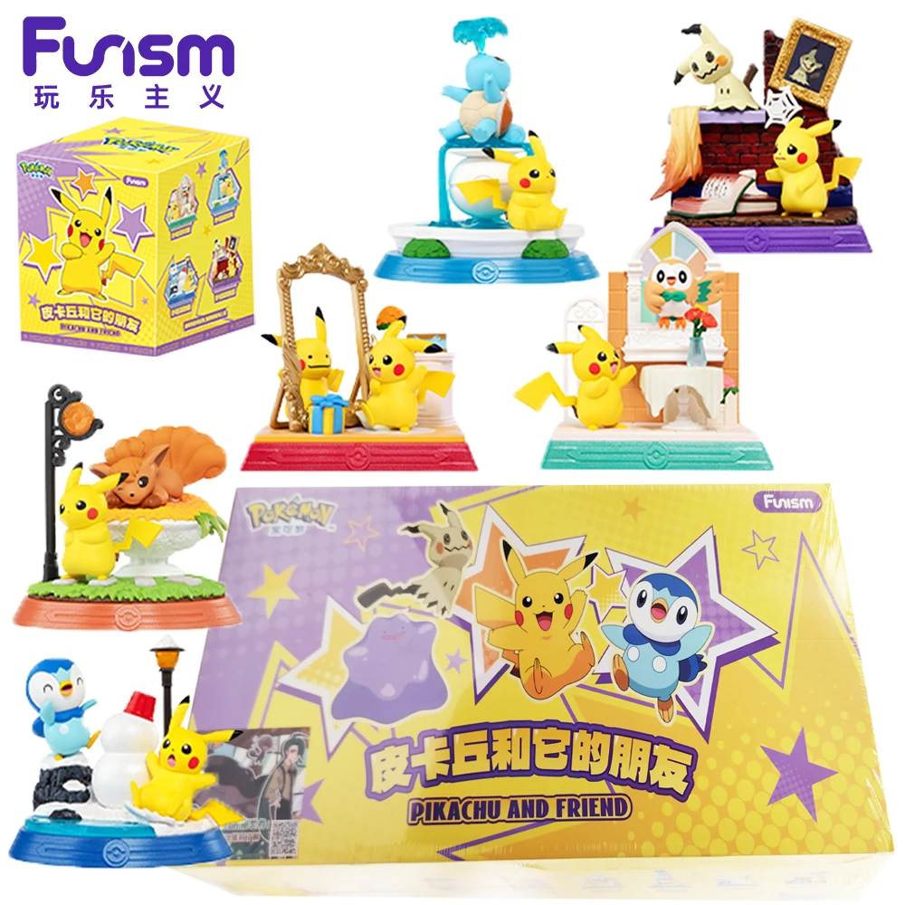 本物のファンイズム-ポケモン-ピカチュウと友達シリーズ-ブラインドボックス-かわいいキャラクター-フィギュア-デスクトップ装飾-アニメファンへの誕生日プレゼント